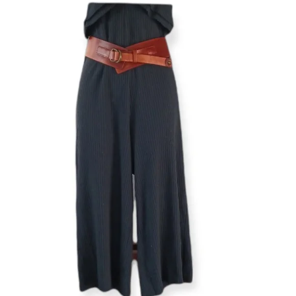 Zara Trafaluc Black ribbed stretch jumpsuit Size L - Picture 5 of 8